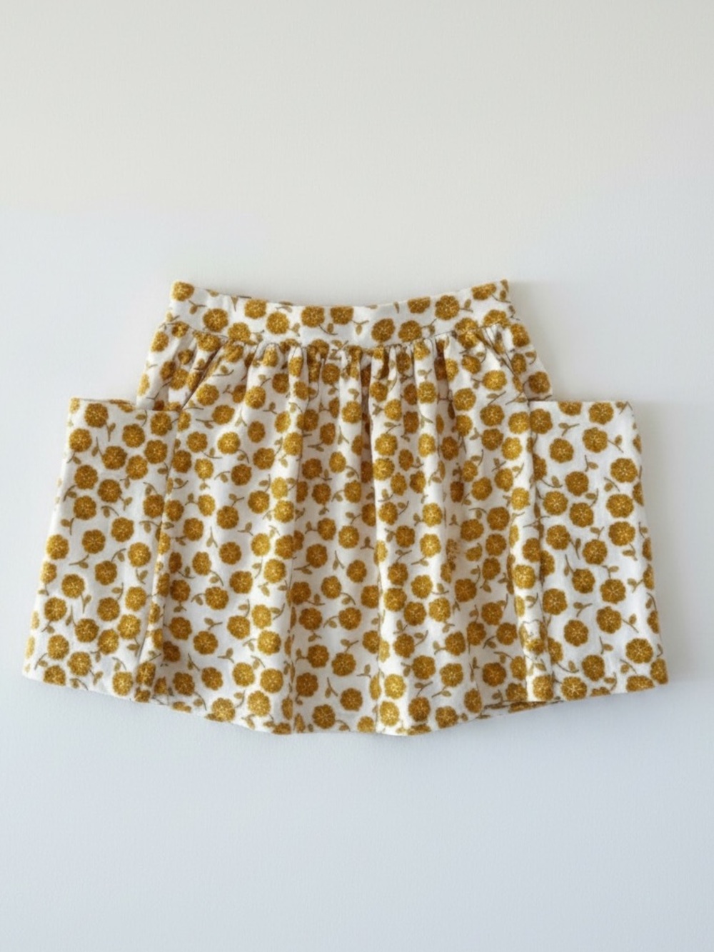 Remie Girl Pocket Skirt Marigold Floral Yellow White Girls Size 6 Made in USA